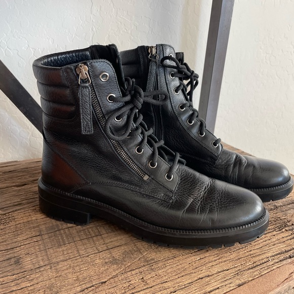 Aquatalia Shoes - Aquatalia LAILA Waterproof Leather Winter Boot Black Moto Combat Boot